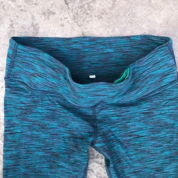 ALO Yoga Womens blue teal green Crop Leggings Airbrush Marble Athletic - Picture 3 of 7